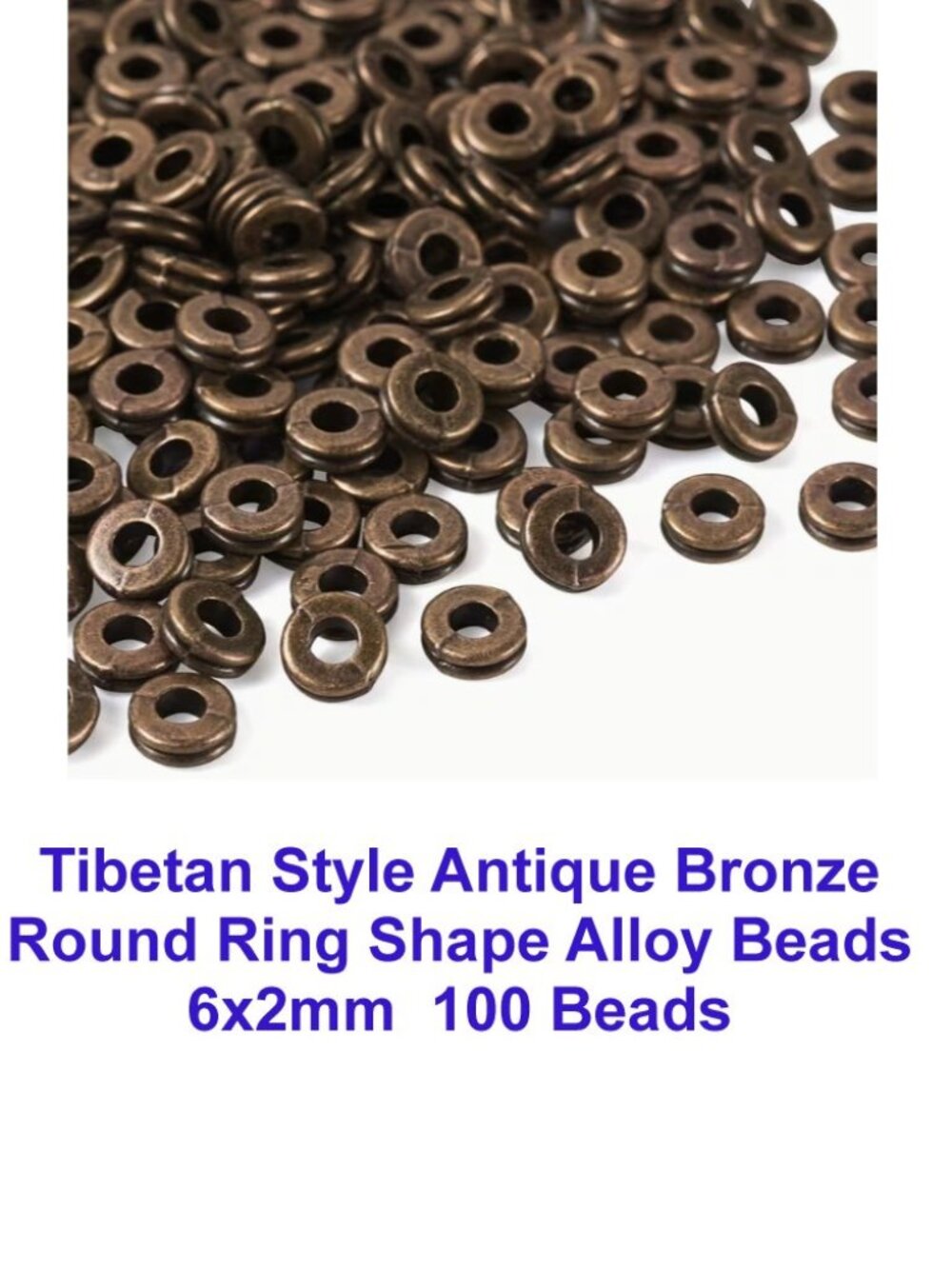 Tibetan Style Antique Bronze Round Ring Shape Alloy Beads  6x2mm  95 pcs